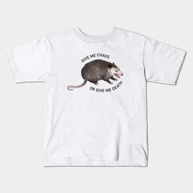 Chaotic Screaming Possum Kids T-Shirt by E. Leary Art